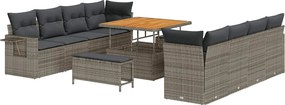 vidaXL Kerti Kanapé Szett tárolóval 11 pcs Szürke Poli rattan