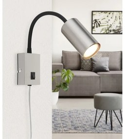 Globo 57911W - Rugalmas fali lámpa ROBBY 1xGU10/25W/230V fekete/króm