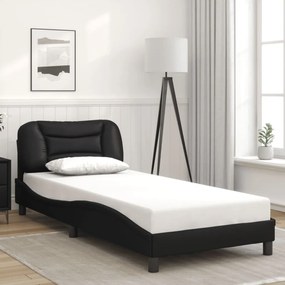 fekete műbőr ágykeret LED-világítással 80 x 200 cm