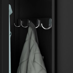 KACPER négyrekeszes BHP öltözőszekrény, 800 x 1800 x 500 mm, fekete