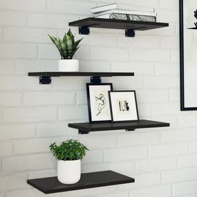 Polcozó Deszkák - 4 db Fekete tölgy, 40x20x1.5 cm, mérnöki fából készült.