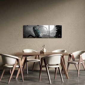 Kép - Éjjeli bagoly, kék (órával) (90x30 cm)