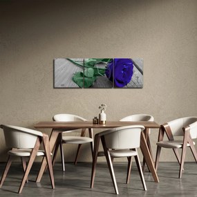 Kép - Kék rózsa zöld szárral (órával) (90x30 cm)