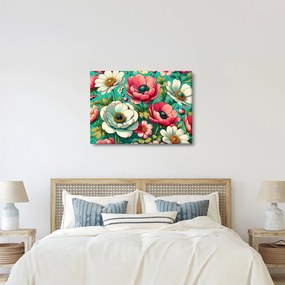 Kép - Virágok kék háttéren (70x50 cm)