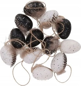 Dekorációs Húsvéti Tojás Szett Tollakkal Medálok 3x4 cm, 12 db