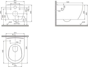 CeraStyle CITY fali WC - MATT BÉZS - BEÉPÍTETT bidé funkcióval - perem nélküli