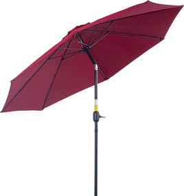 Outsunny 2,65x2,65m Kerti Napernyő 3 Dönthető Szöggel, Crank Mechanizmussal, Kültéri Napernyő 8 Alumínium Ríbbal és 180g/㎡ Poliészter Napernyővel, Ter