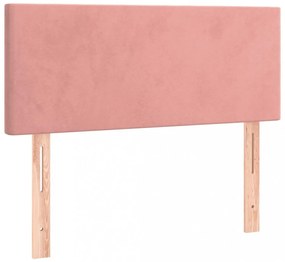 rózsaszín bársony rugós és LED-es ágy matraccal 80 x 200 cm