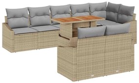 vidaXL Kerti Kanapé Szett tárolóval 9 pcs Bézs Poli rattan