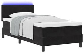 Boxspring Ágy Mattal és LED Fényekkel Fekete 90x200 cm Bársonyos