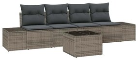vidaXL Kerti Kanapé Szett párnával tárolóval 5 pcs Szürke polirattan