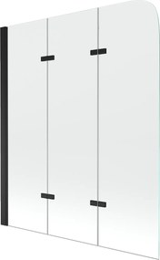Mexen FELIX, kádparaván, 3 lapos, 120 x 140 cm, fekete-átlátszó, 890-120-003-70-00