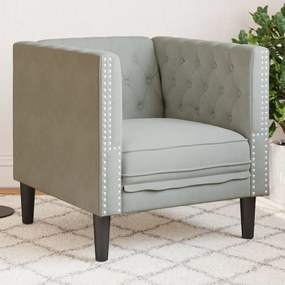 világosszürke bársony Chesterfield kanapéfotel