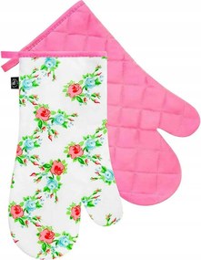 Konyhai kesztyű szett 2 db-os angol rózsa rózsaszín szigetelő