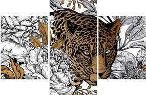 Kép - leopárd a virágok között (90x60 cm)