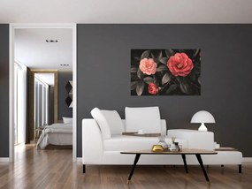 Kép - Vörös virágok sötét háttér előtt (90x60 cm)