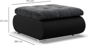 Tokio puff, fonott + műbőr, szürke - fekete