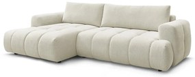 Bézs kinyitható-tárolóhelyes sarokkanapé (bal oldali-heverő résszel) Fuji – Bobochic Paris
