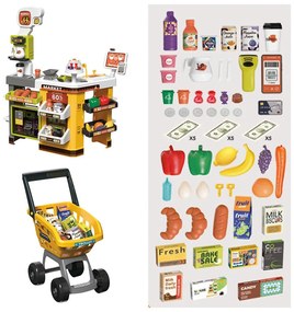 Játék szupermarket sárga, 65 részes