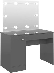vidaXL fényes szürke LED-es MDF sminkasztal 110 x 55 x 145 cm