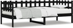 vidaXL fekete tömör fenyőfa kanapéágy 90 x 190 cm