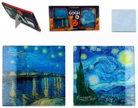 Üveg poháralátét 2db-os szett, 10,5x10,5cm, Van Gogh: Csillagos éj/Rhone folyó felett