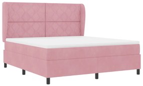 Boxspring Ágy Mattal Rózsaszín 180x200 cm Bársony
