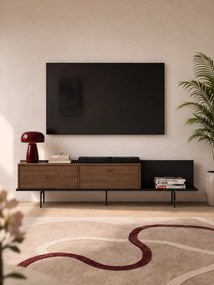 Zenar TV-szekrény 200 cm fém lábakkal - elegant dió / fekete