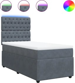 vidaXL sötétszürke bársony rugós ágy matraccal 90x190 cm