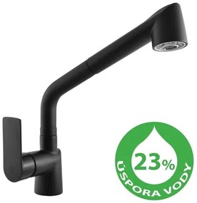RAV SLEZÁK Vltava mosogató csaptelep kihúzható zuhannyal, 2 áram fekete VTE411.0CMAT