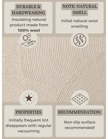 Világos natúr színű kézi szövésű gyapjú szőnyeg 120x180 cm Eleni Natural White – Hanse Home