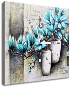Gario Órás falikép Kék magnóliák vázákban Méret: 40 x 40 cm