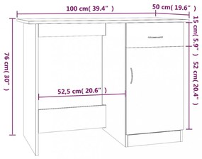 vidaXL füstös tölgy színű szerelt fa íróasztal 100 x 50 x 76 cm