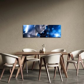Kék csillogású nő képe (órával) (90x30 cm)