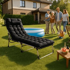 Leżak Ogrodowy Łóżko Polowe VENUS Czarne