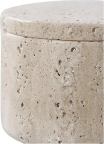 Tárolóedény fedéllel, travertin, natúr ø10x6,5 cm
