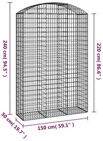 íves horganyzott vas gabion kosár 150x50x220/240 cm