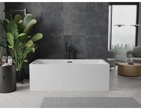 Mexen Nita, szabadon álló kád 170 x 80 cm, fehér, fekete matt túlfolyó, 52091708000-70