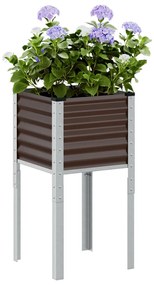 barna acél kerti virágláda 45 x 45 x 88 cm