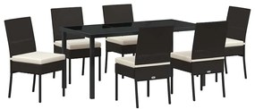 vidaXL Kert étkező szett 7 pcs Fekete Porszórt acél