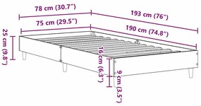 Ágykeret Musta tammi 75 x 190 cm Faanyag
