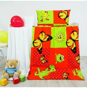 EMI piros-zöld állatmintás gyermek ágyneműhuzat, A standard egyszemélyes ágy szett tartalma: 1x 140x200 + 1x 70x90