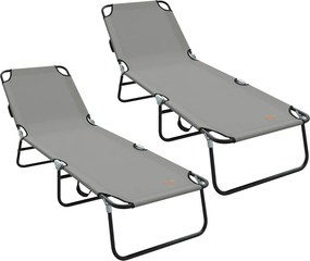 vidaXL Összecsukható nyugágy 2 pcs Szürke 188 x 57 x 86,5 cm
