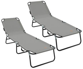 vidaXL Összecsukható nyugágy 2 pcs Szürke 188 x 57 x 86,5 cm