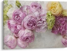 Kép - Virágok a falon pasztell színekben (70x50 cm)