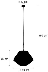 Modern bronz függőlámpa dupla, zöld bársonyernyővel - Combi 1