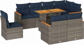 vidaXL 9 részes szürke polyrattan kerti ülőgarnitúra párnákkal