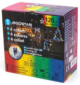 Aigostar - LED RGBY kültéri karácsonyi fényfüzér 120xLED/6W/230V/8 funkciós 3x0,6m IP44 + távirányító