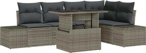vidaXL Kerti Kanapé Szett tárolóval 6 pcs Szürke Poli rattan