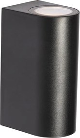 Modern kültéri fali lámpa fekete műanyag ovális 2-lámpás - Baleno